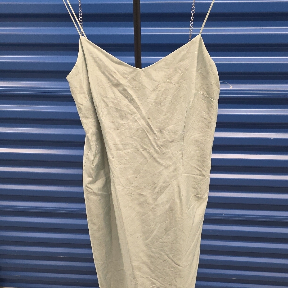 Elegant Light Teal Silk Slip Dress